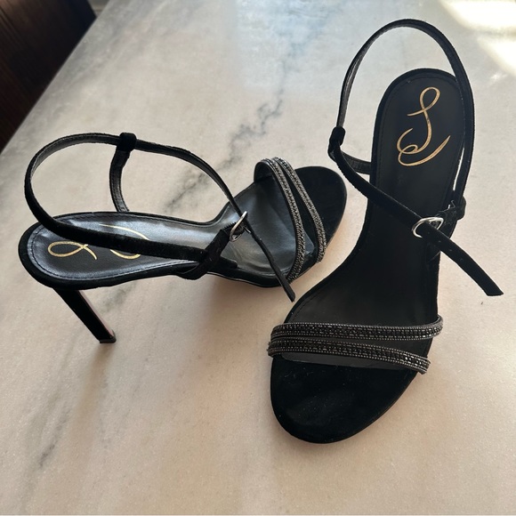 NWT Sam Edelman Womens Daisie Embellished Ankle Heels black with rhinestones 8.5 - Picture 4 of 8
